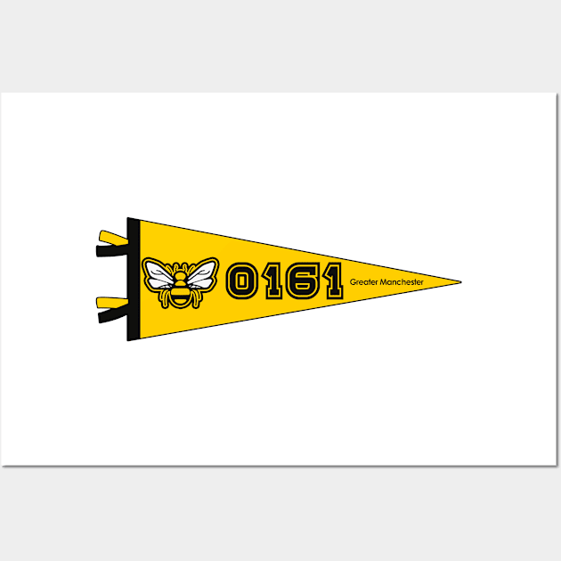 0161 Greater Manchester Bee Sports Varsity Pennant Wall Art by jimmy-digital